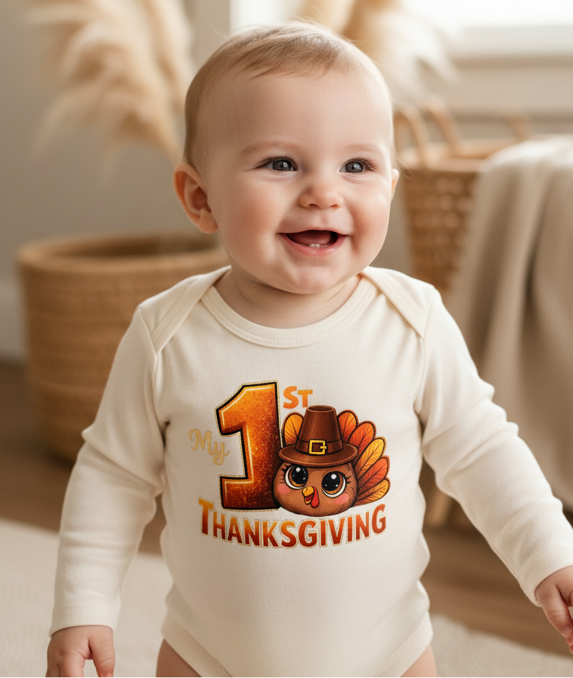 My 1st Thanksgiving Onesie – Baby Turkey Bodysuit