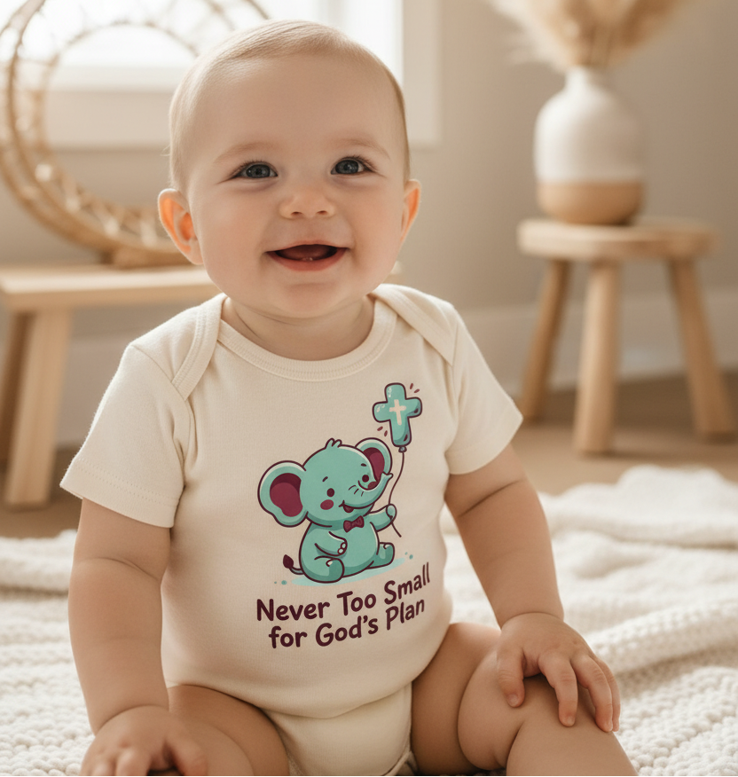 Never Too Small for God's Plan Onesie – Faith Bodysuit