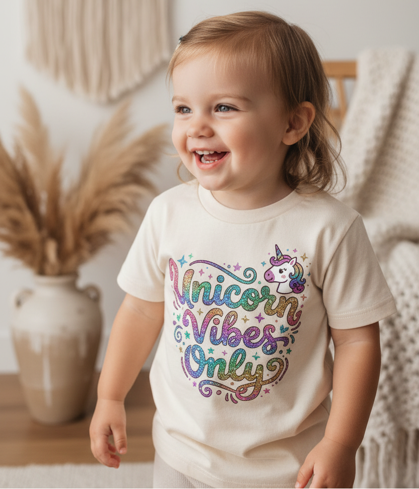 Unicorn Vibes Only Toddler Girls Shirt