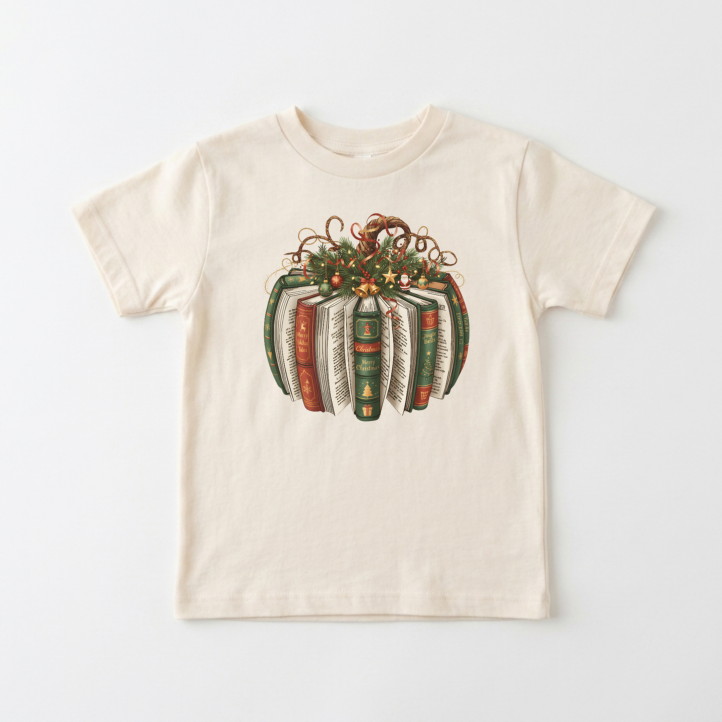 Christmas Book Wreath Tee – Baby Holiday Shirt