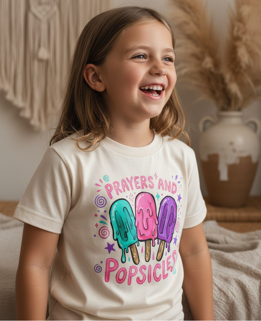 Prayers and Popsicles Kids Shirt – Summer Faith Tee