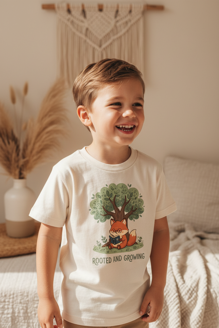 Rooted and Growing Fox Kids Shirt – Faith Tee