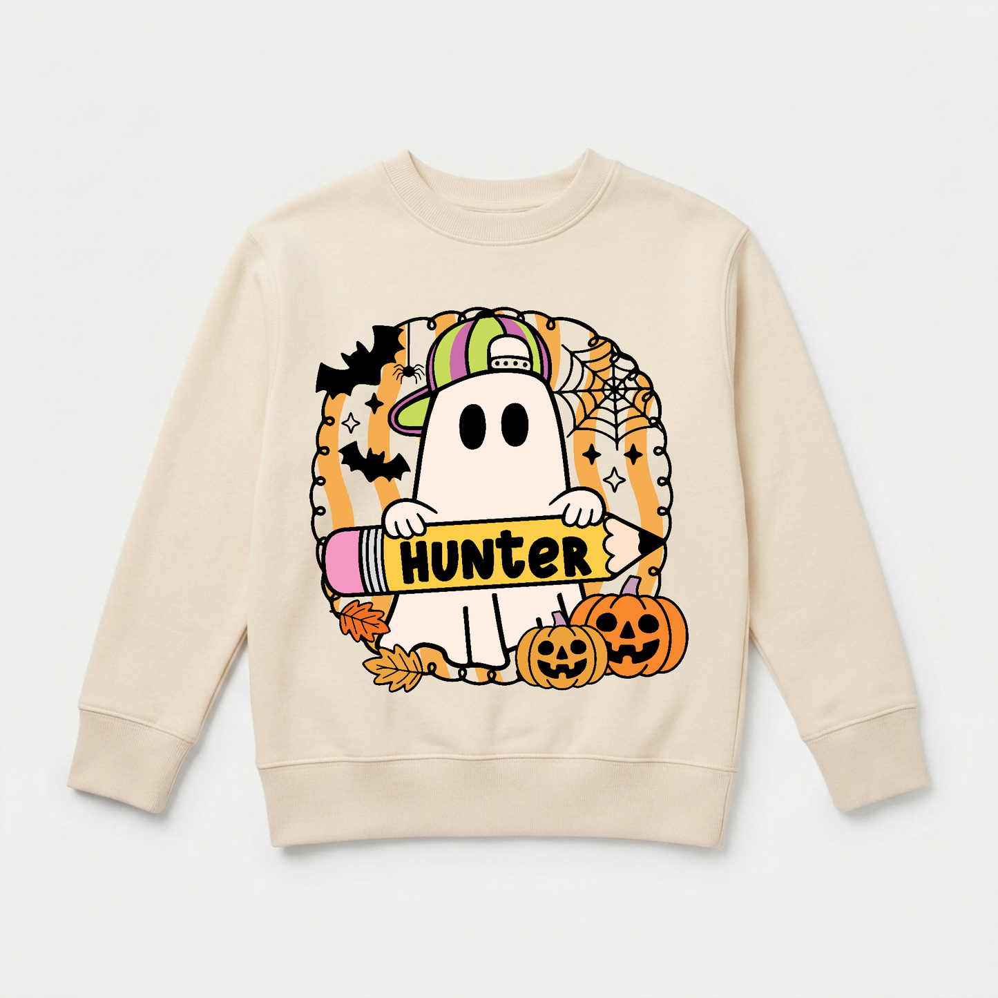 Personalized Halloween Ghost Kids Sweatshirt – Custom Name Pullover