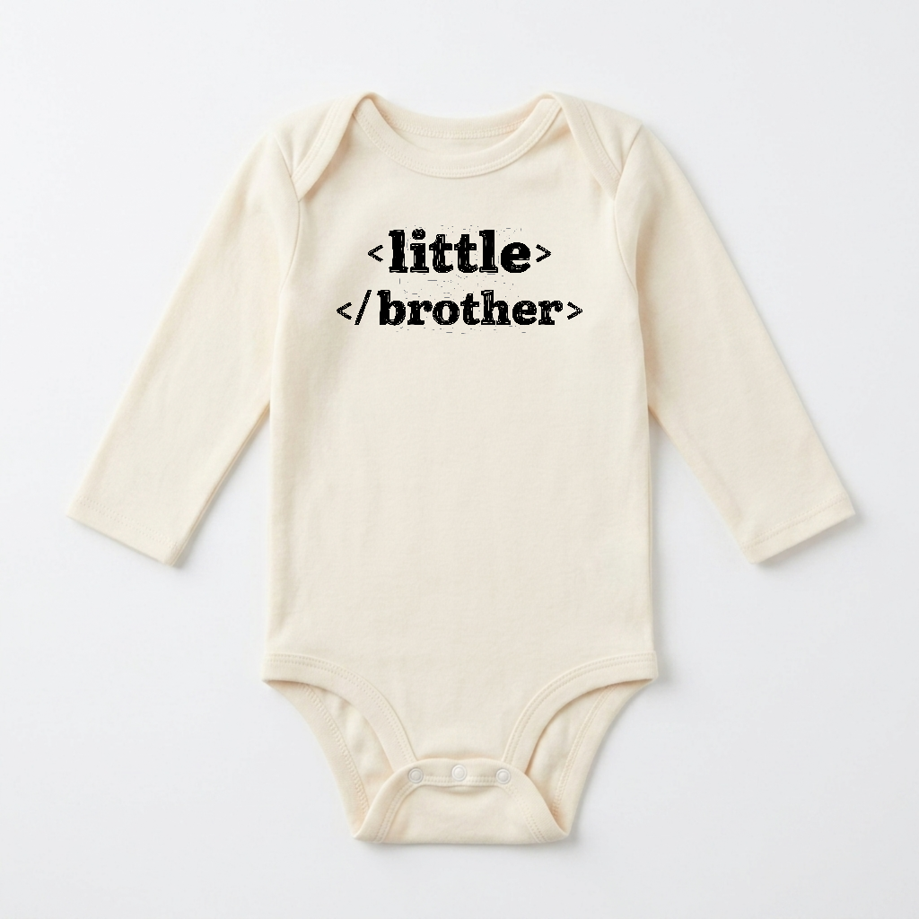 Long-Sleeve Little Brother Baby Onesie – HTML Code Sibling Bodysuit