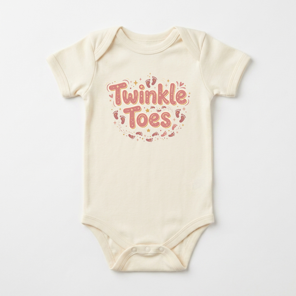 Baby Girl Onesie – Twinkle Toes Footprint Short-Sleeve Bodysuit