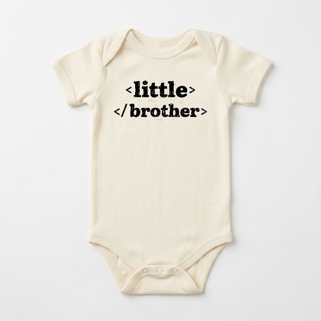 Little Brother Baby Onesie – HTML Code Short-Sleeve Sibling Bodysuit