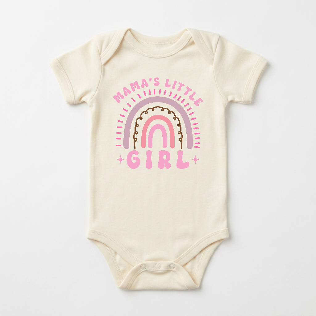 Baby Girl Onesie – Mama’s Little Girl Boho Rainbow Short-Sleeve Bodysuit