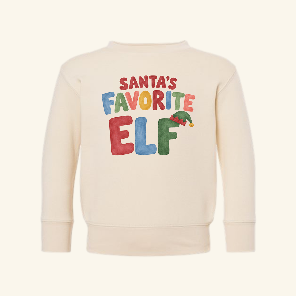 Santa’s Favorite Elf Kids Sweatshirt – Christmas Elf Crewneck
