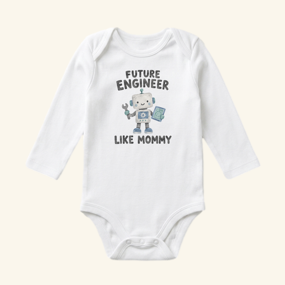 Future Engineer Like Mommy Baby Onesie – Cute Robot Engineer Bodysuit