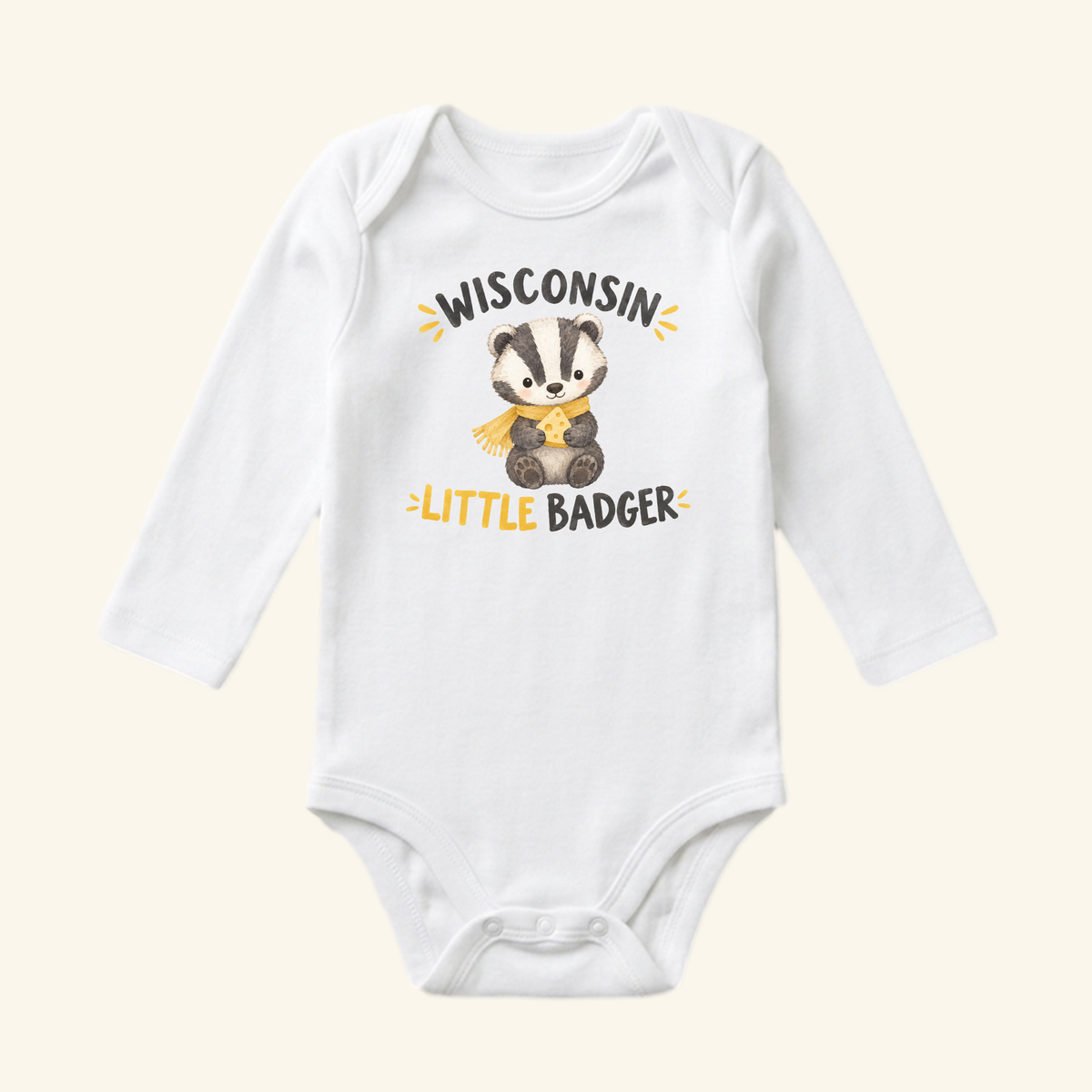 Wisconsin Little Badger Baby Onesie – Cute Cheese Badger Bodysuit