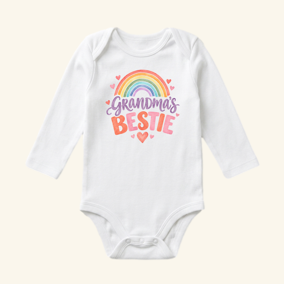 Grandma’s Bestie Baby Onesie – Cute Rainbow Grandma Bodysuit