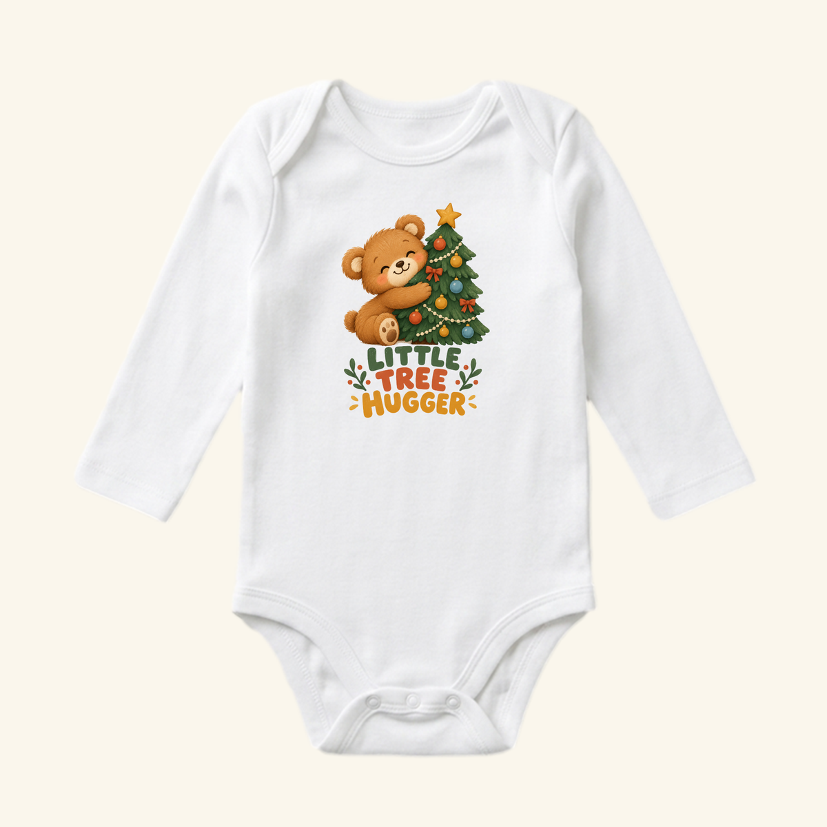 Little Tree Hugger Baby Onesie – Cute Christmas Bear Bodysuit