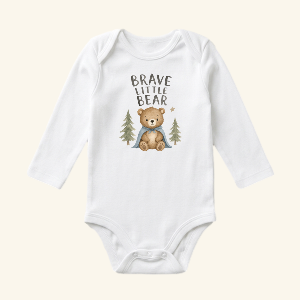 Brave Little Bear Baby Onesie – Cute Woodland Bear Bodysuit