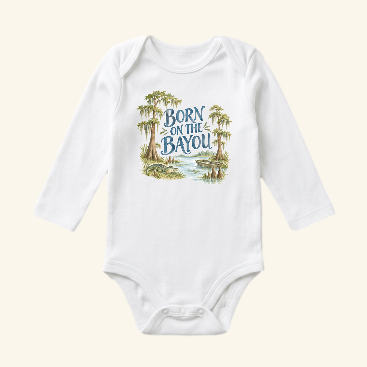 Born on the Bayou Baby Onesie – Louisiana Cypress Bodysuit