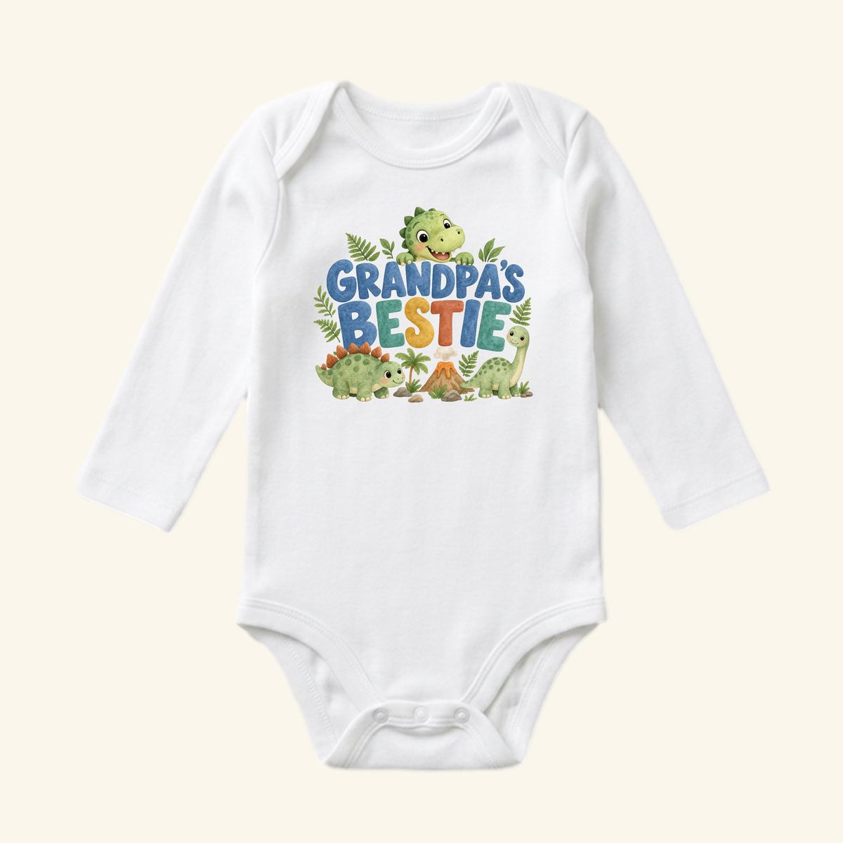 Grandpa’s Bestie Baby Onesie – Cute Dinosaur Grandpa Bodysuit