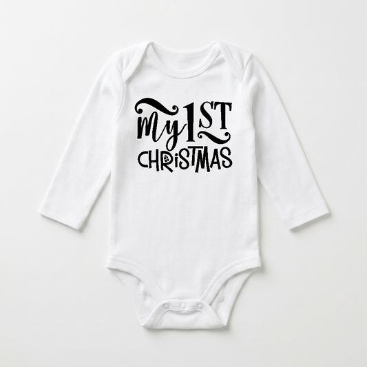 Long-Sleeve Baby’s First Christmas Onesie – My 1st Christmas Bodysuit