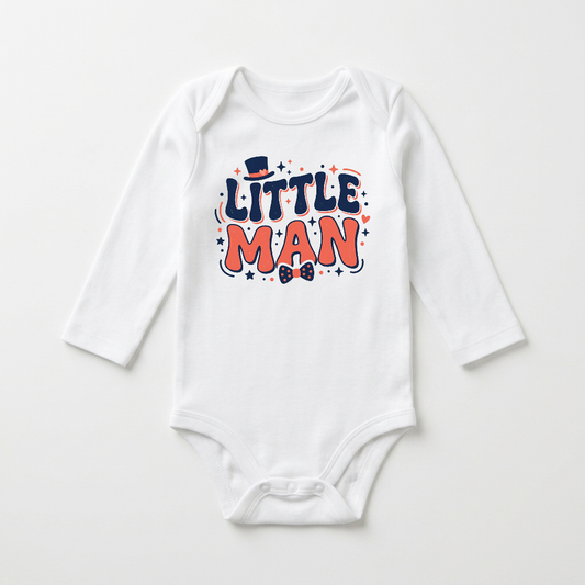 Long-Sleeve Baby Boy Onesie – Little Man Dapper Bodysuit