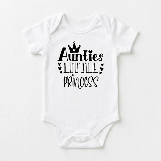 Aunt Baby Onesie – Auntie’s Little Princess Short-Sleeve Crown Bodysuit