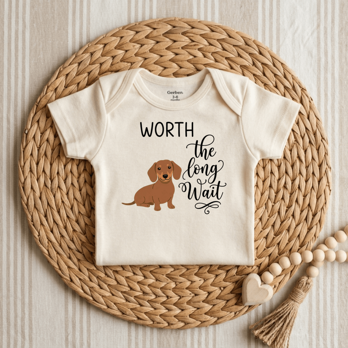 Worth the Long Wait Baby Onesie – Dachshund Announcement Bodysuit - Toodleroos