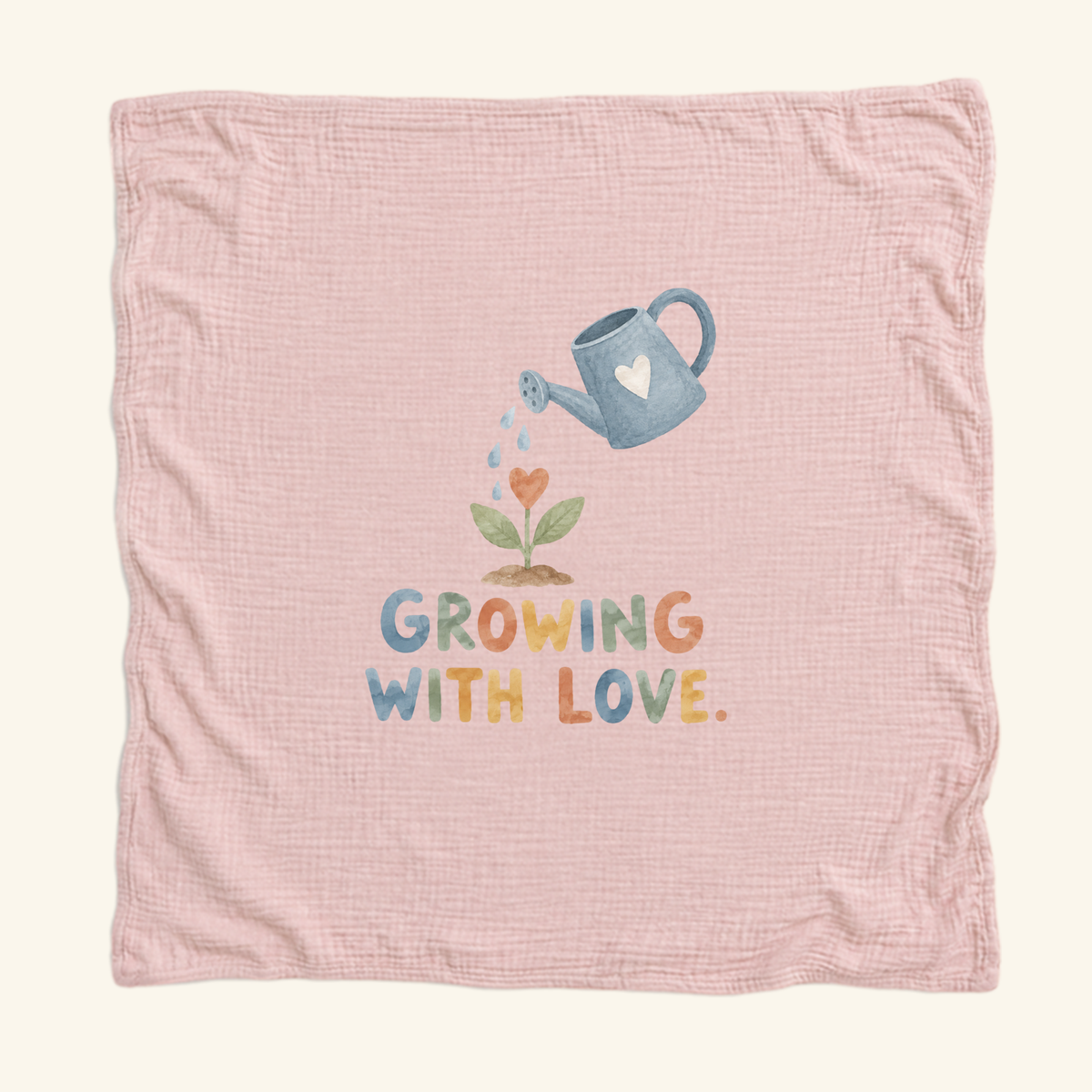 Growing With Love Baby Blanket – Watering Can Muslin Blanket