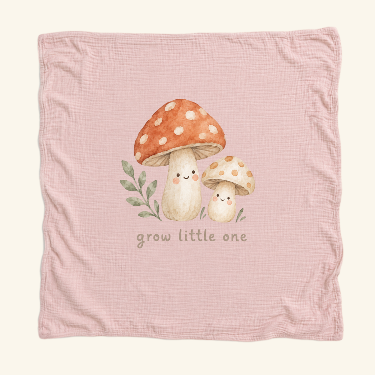 Grow Little One Baby Blanket – Cute Mushroom Muslin Blanket