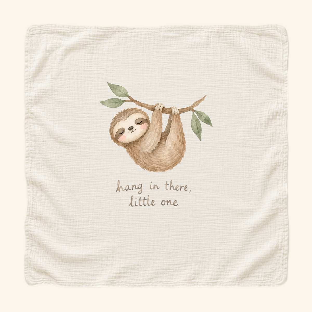Hang In There Little One Baby Blanket – Cute Sloth Muslin Blanket