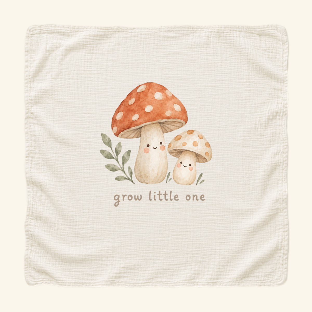 Grow Little One Baby Blanket – Cute Mushroom Muslin Blanket