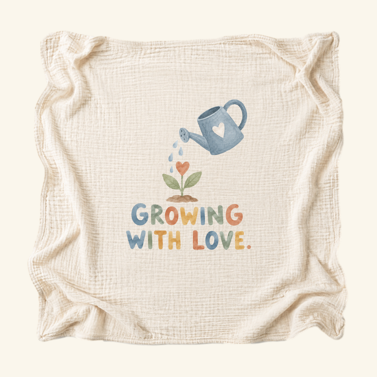 Growing With Love Baby Blanket – Watering Can Muslin Blanket