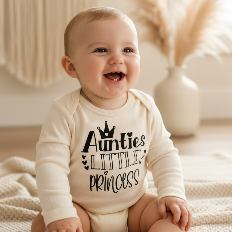Aunties Little Princess Baby Onesie – Crown Aunt Bodysuit