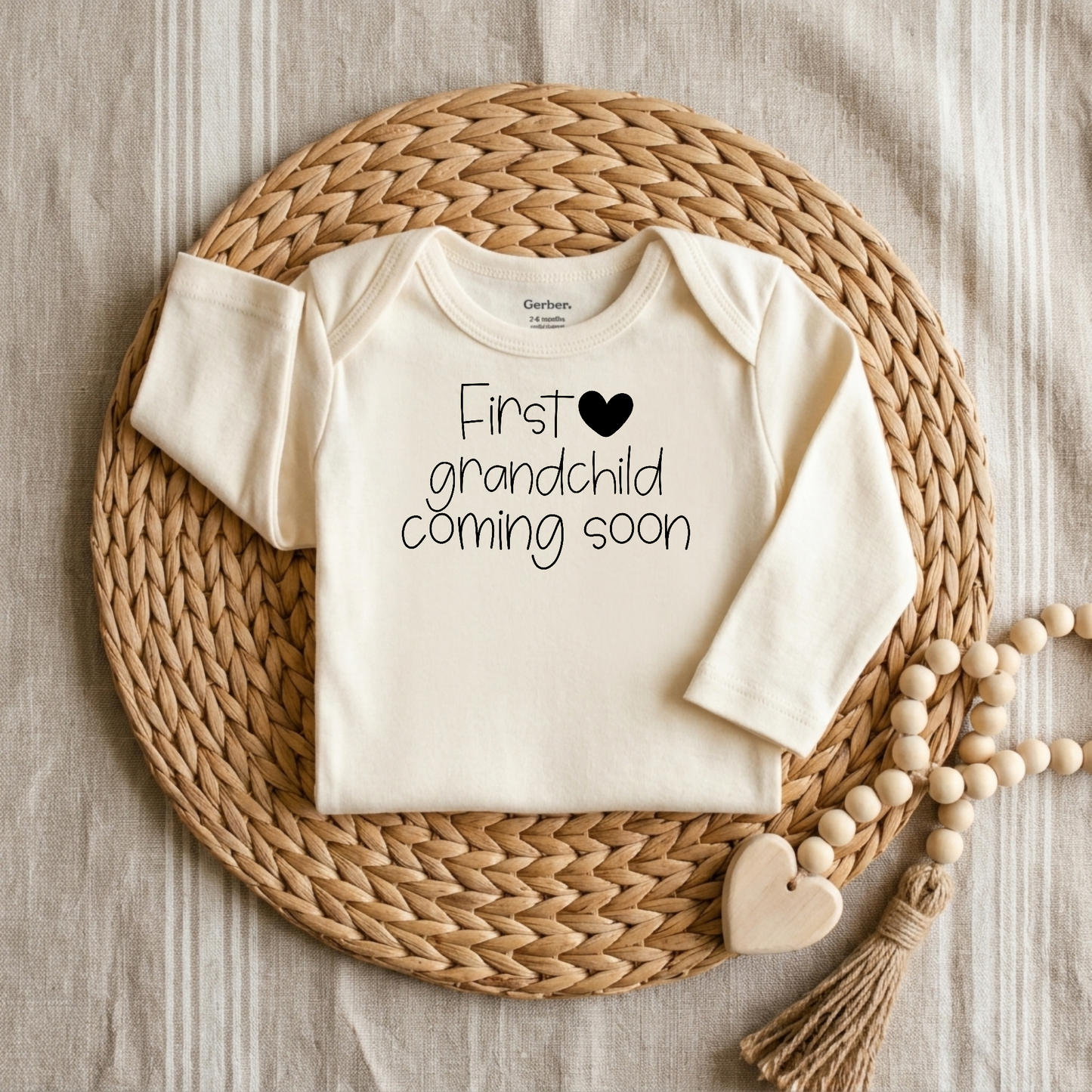 First Grandchild Coming Soon Baby Onesie