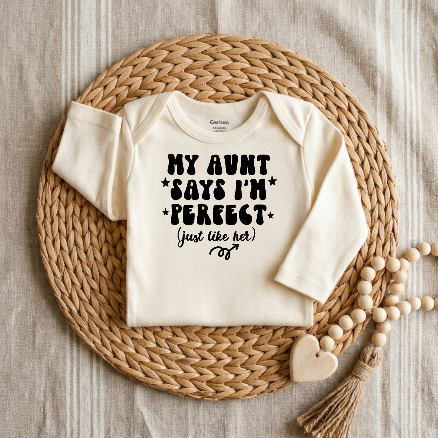 My Aunt Says I'm Perfect Baby Onesie – Funny Aunt Bodysuit