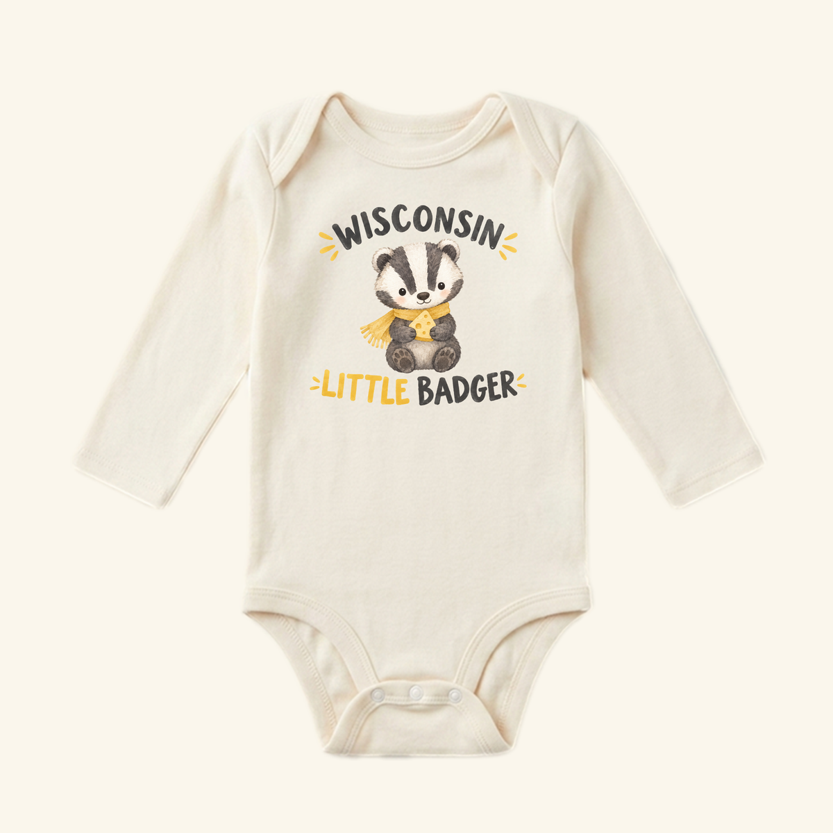Wisconsin Little Badger Baby Onesie – Cute Cheese Badger Bodysuit