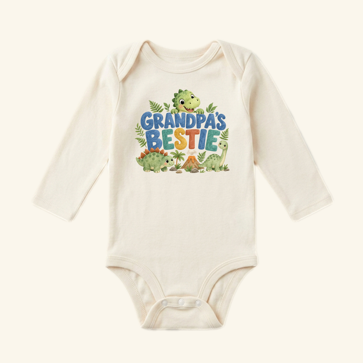 Grandpa’s Bestie Baby Onesie – Cute Dinosaur Grandpa Bodysuit