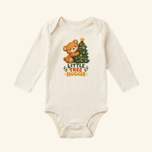 Little Tree Hugger Baby Onesie – Cute Christmas Bear Bodysuit