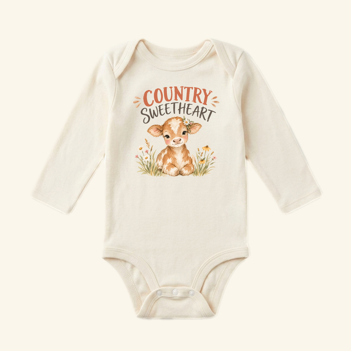 Country Sweetheart Baby Onesie – Cute Baby Cow Bodysuit