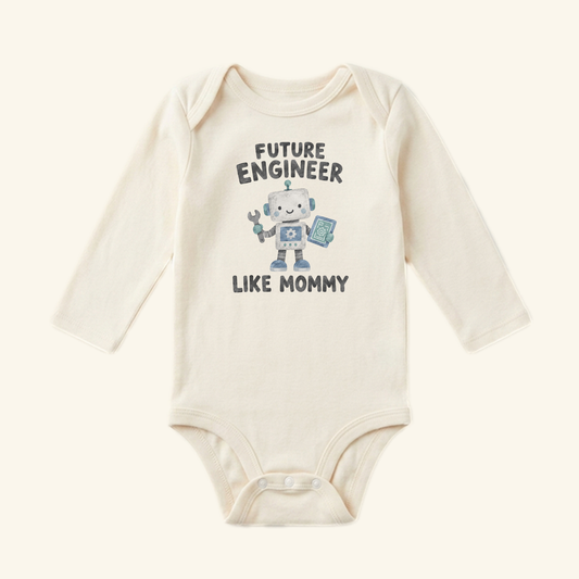 Future Engineer Like Mommy Baby Onesie – Cute Robot Engineer Bodysuit