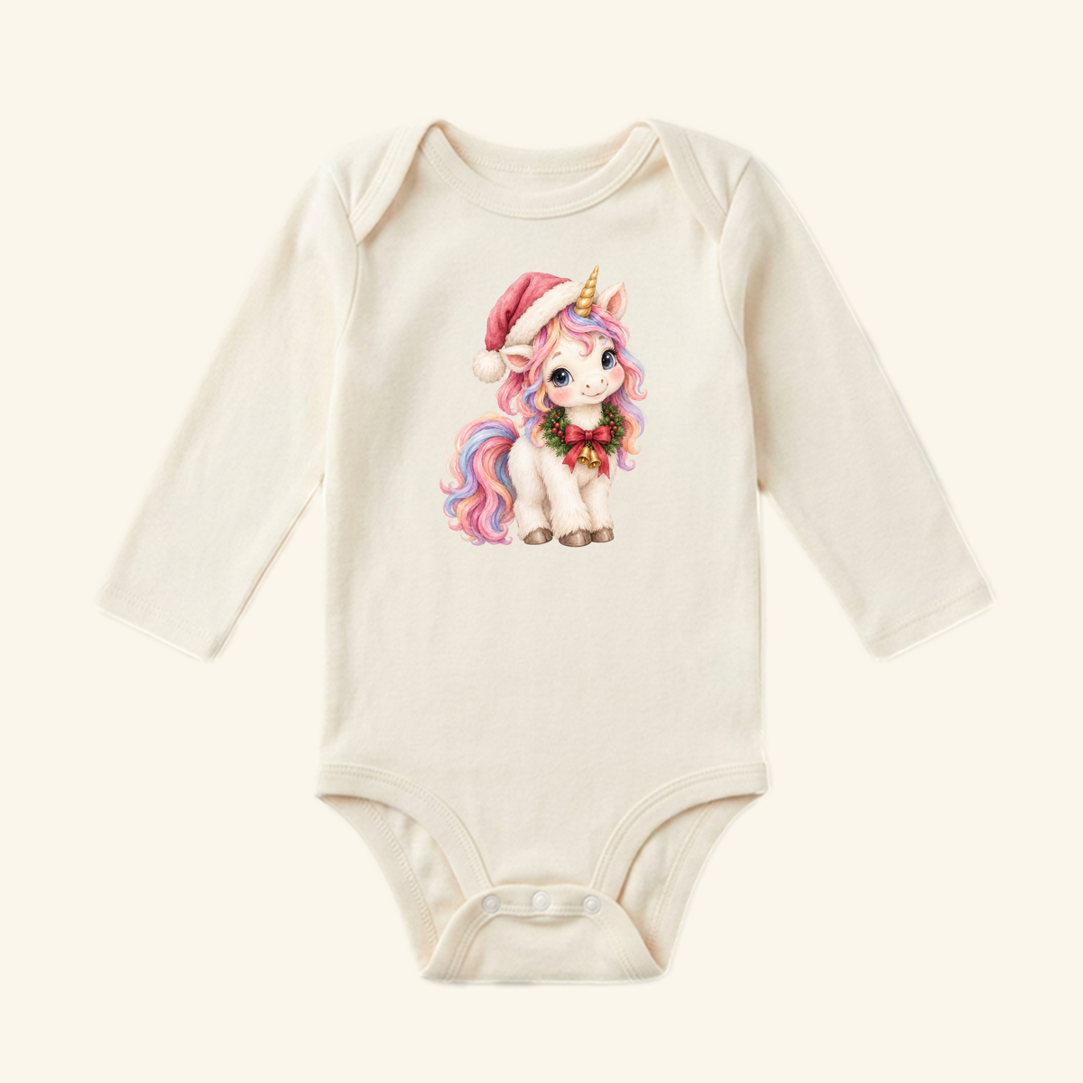 Christmas Unicorn Baby Onesie – Cute Santa Hat Unicorn Bodysuit