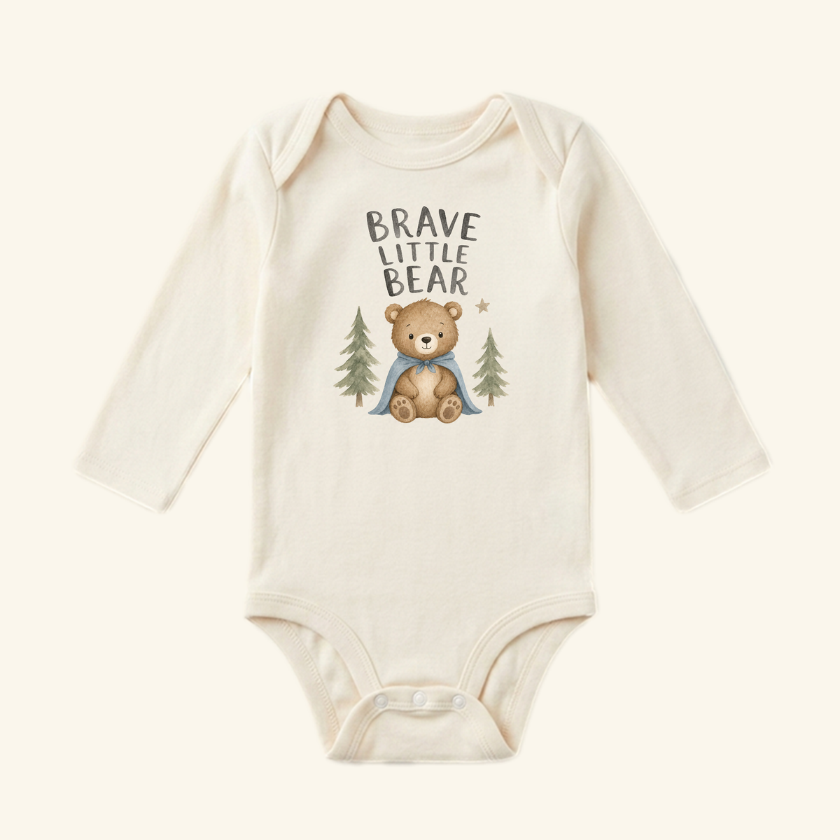Brave Little Bear Baby Onesie – Cute Woodland Bear Bodysuit