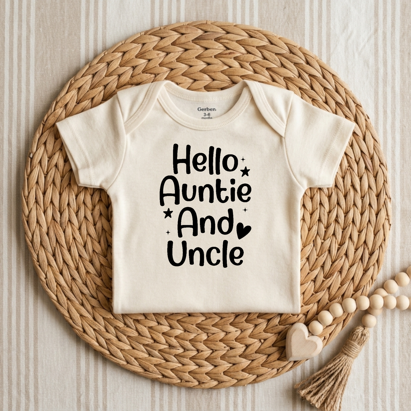 Hello Auntie and Uncle Long Sleeve Baby Onesie