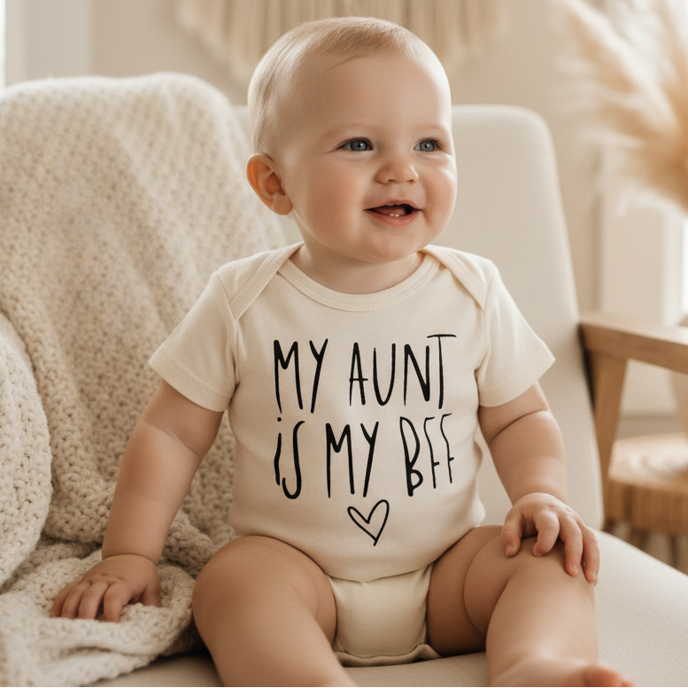 My Aunt Is My BFF Baby Onesie – Handwritten Aunt Bodysuit