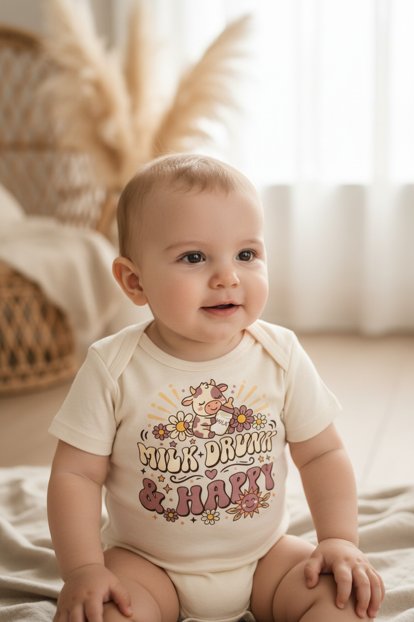 Milk Drunk & Happy Baby Onesie