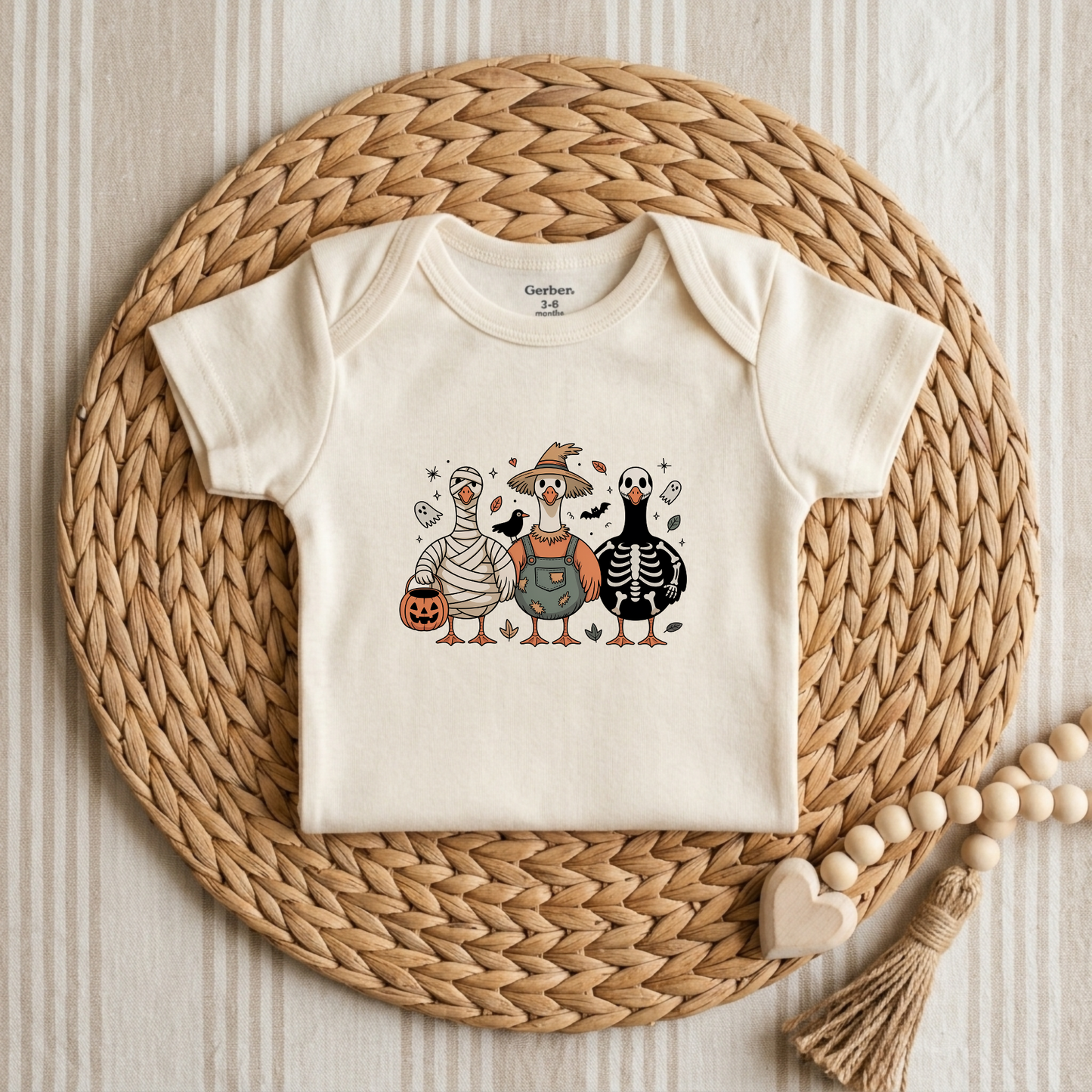 Halloween Goose Trio Baby Onesie – Costumed Goose Bodysuit