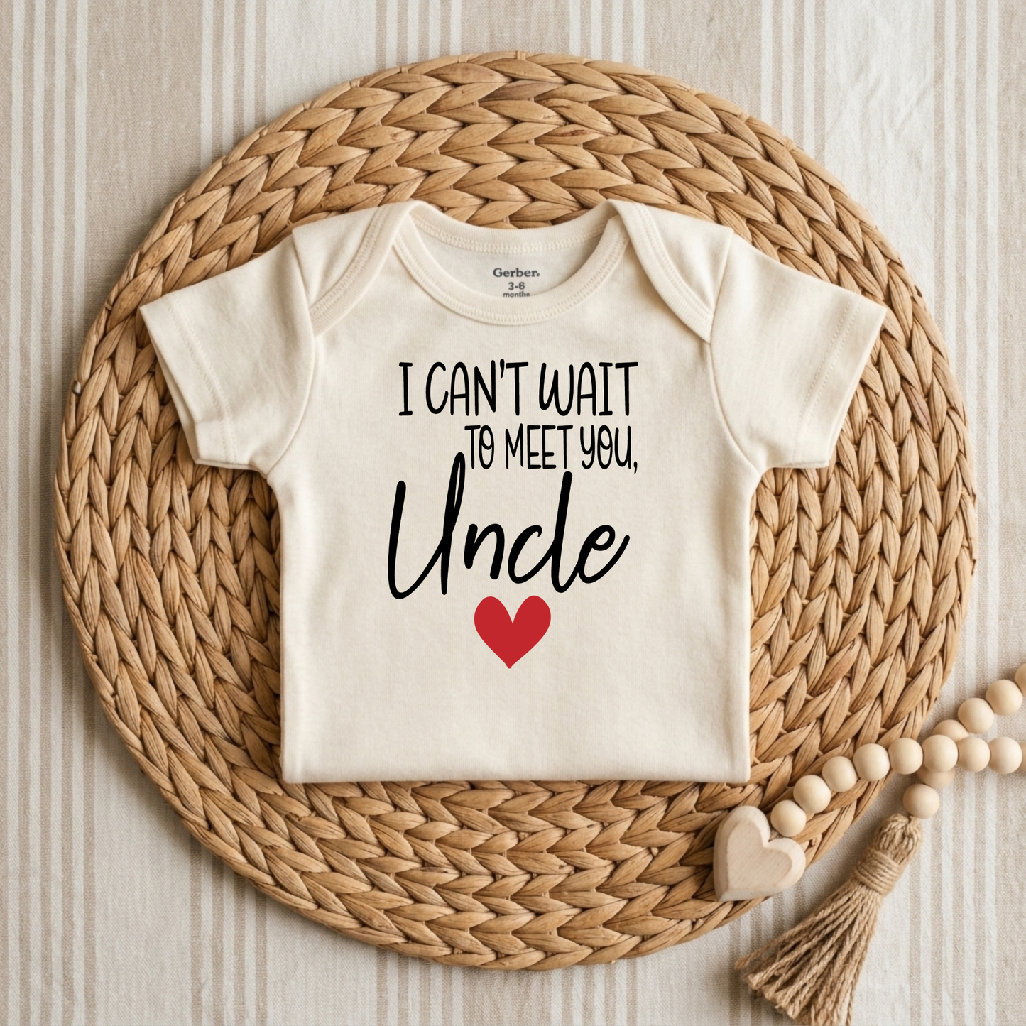 I Can't Wait to Meet You Uncle Baby Onesie – Announcement Bodysuit