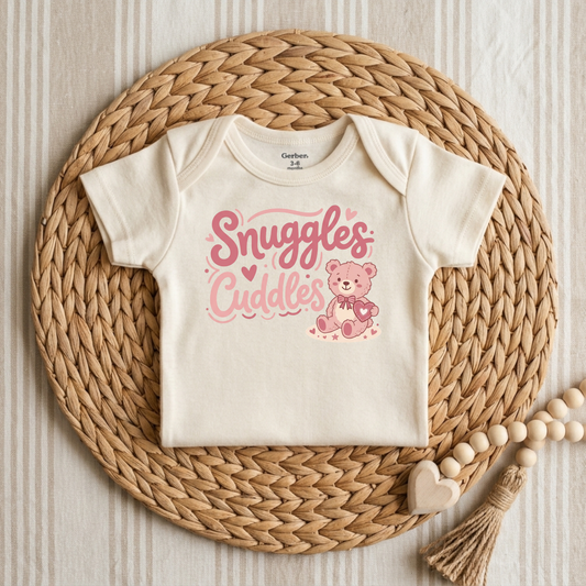 Snuggles & Cuddles Teddy Bear Onesie – Baby Girl Bodysuit