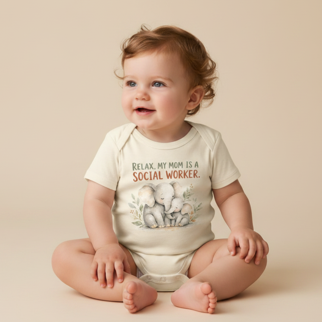 Social Worker Baby Onesie – Relax My Mom Is a Social Worker Short-Sleeve Bodysuit