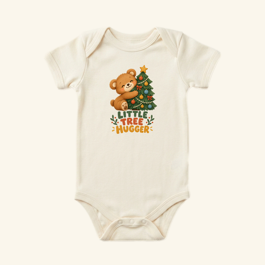 Little Tree Hugger Baby Onesie – Cute Christmas Bear Bodysuit