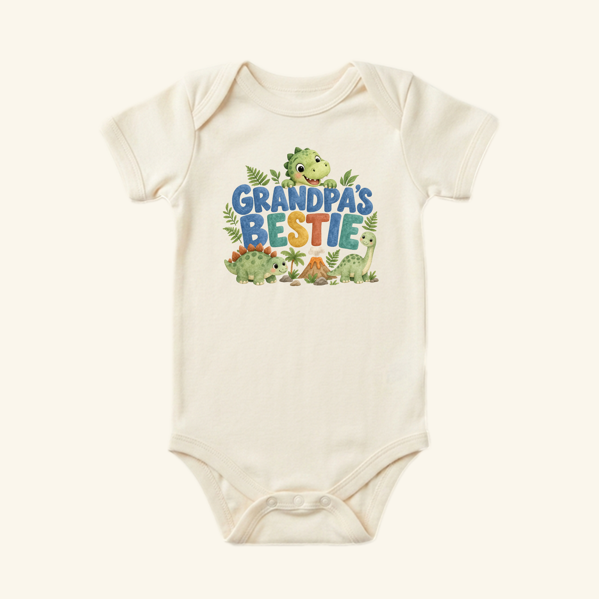 Grandpa’s Bestie Baby Onesie – Cute Dinosaur Grandpa Bodysuit