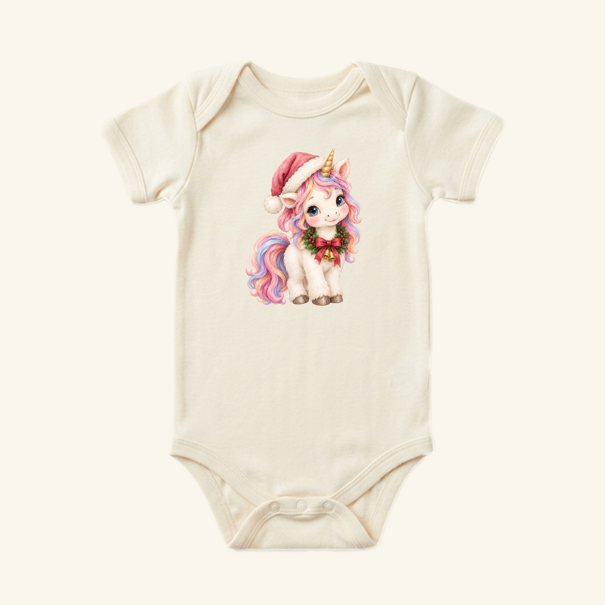 Christmas Unicorn Baby Onesie – Cute Santa Hat Unicorn Bodysuit