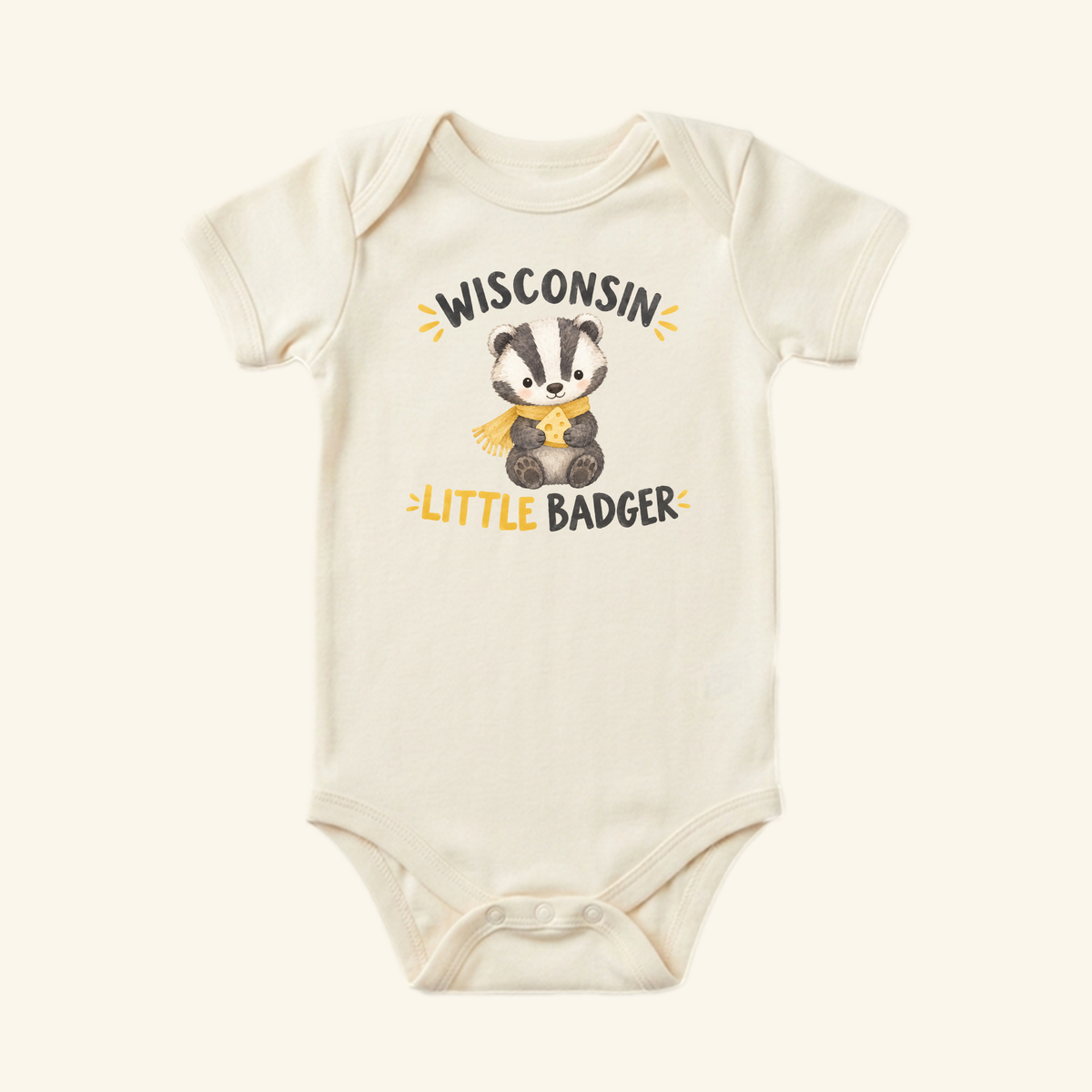 Wisconsin Little Badger Baby Onesie – Cute Cheese Badger Bodysuit