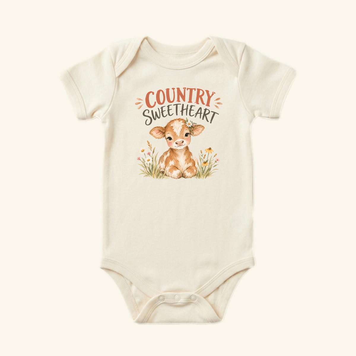 Country Sweetheart Baby Onesie – Cute Baby Cow Bodysuit